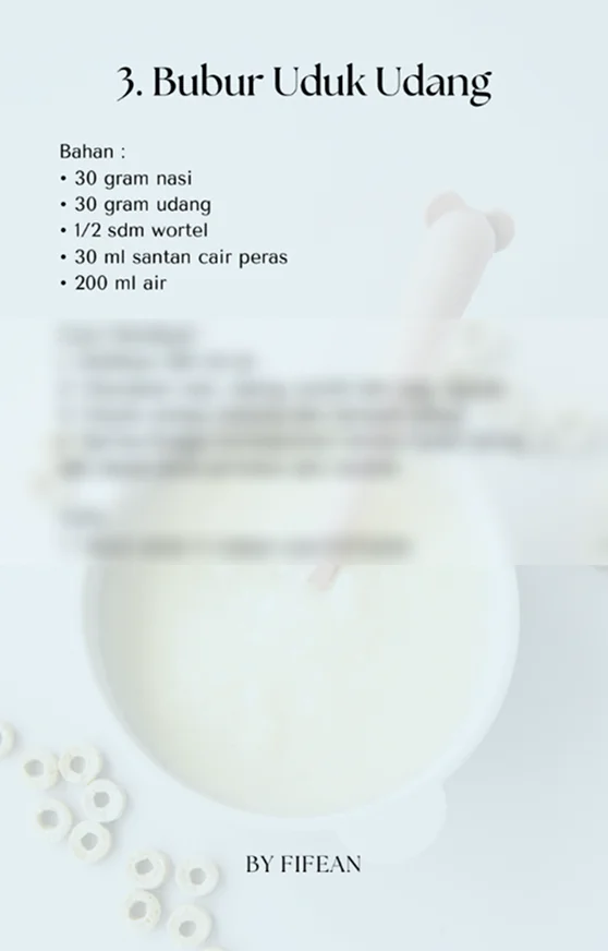 Resep dengan Menu yang bervariasi sesuai usia.