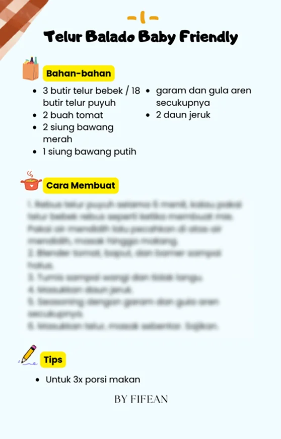 Resep dengan Menu yang bervariasi sesuai usia.