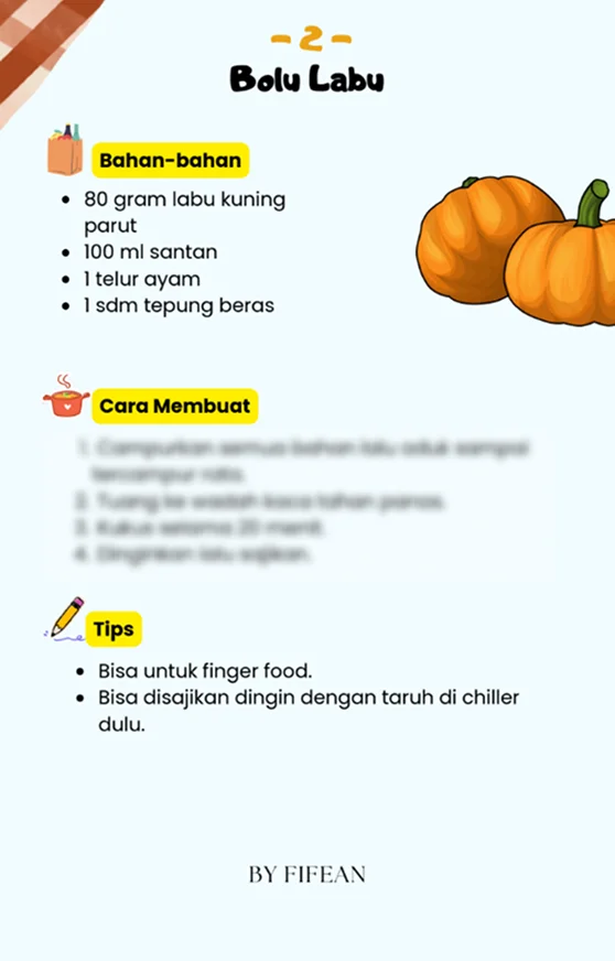 Resep dengan Menu yang bervariasi sesuai usia.