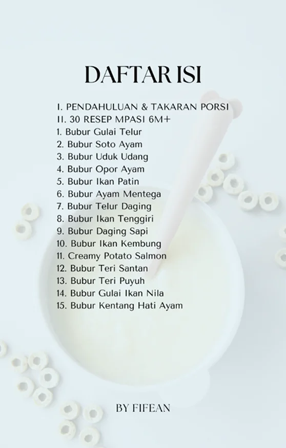Resep dengan Menu yang bervariasi sesuai usia.
